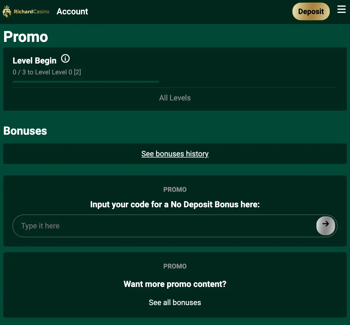 make a deposit or withdrawal Richard online